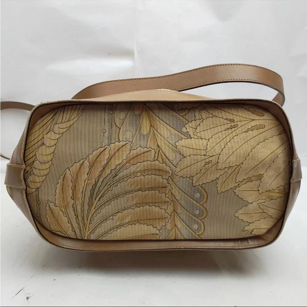 Salvatore Ferragamo Brown and Cream Floral Tote - Picture 5 of 17